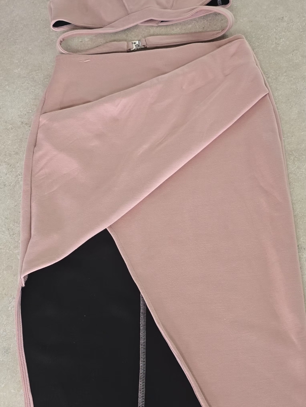 L'ATISTE Blush Pink Asymmetric Wrap Midi Skirt Sz M